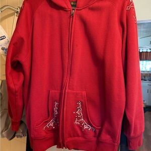 Ariat Women’s Red Zip-Up Hoodie with Embroidery